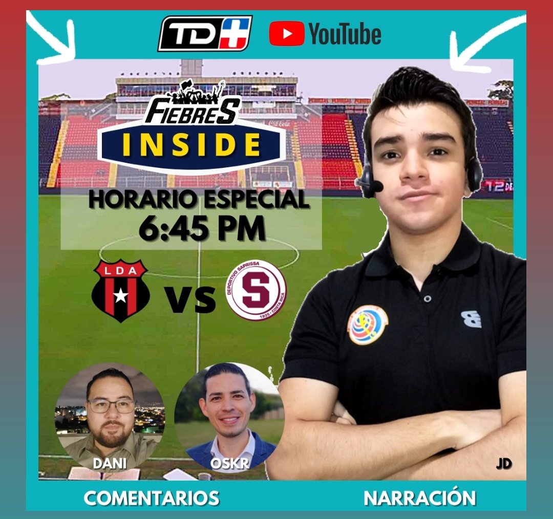 Mañana me toca narrar el #ClásicoCR 🎙🔥💯 Vivanlo al mejor estilo innovador, atraves del canal de YouTube de @tdmas_cr 😎