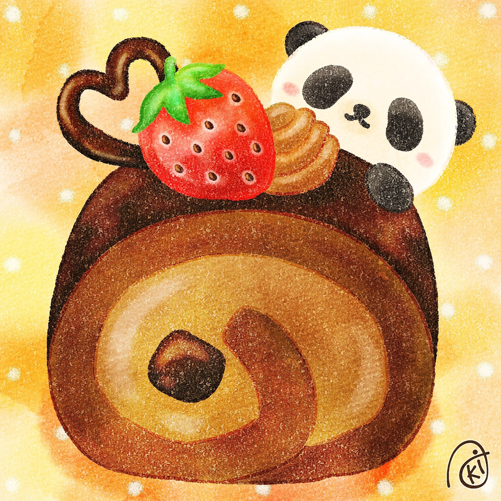 Aki 生チョコロールケーキ イラスト お絵描き パンダ 生チョコロールケーキ T Co ukwxyui2 Twitter