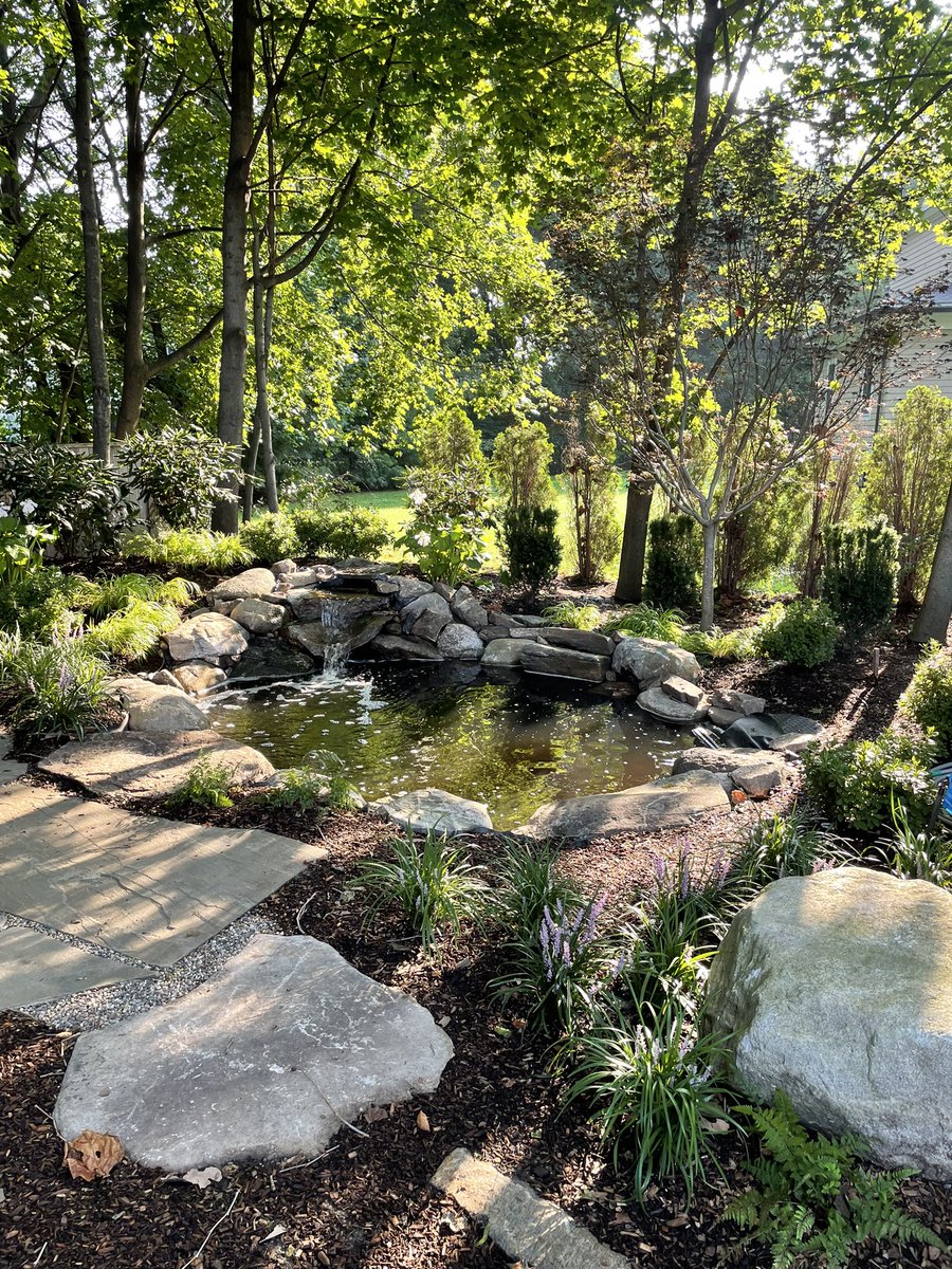 Here are some pictures of a project we completed about a month ago, bluestone patio with a sitting wall and fire pit. We also installed a small fish pond surrounded by some boulders and new plantings, topped off with a new <a href="/Sodco_Turf/">Sodco Inc</a> lawn #bluestonepatio #firepit #kandrlandscape
