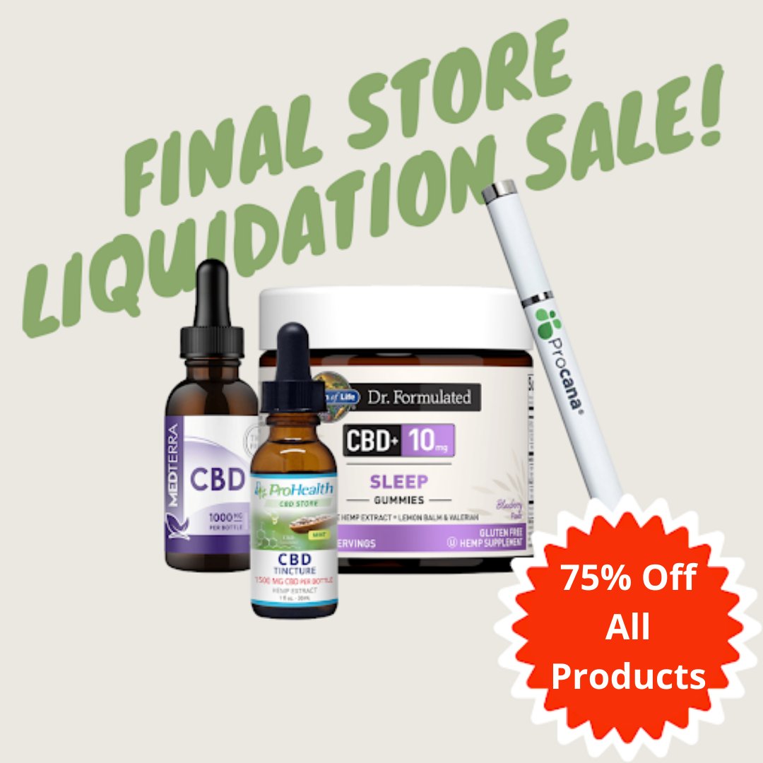 ProHealthCBD's tweet image. Act Fast! This is our Final Store Liquidation Sale and All Products are 75% Off! prohealthcbdstore.com/collections/all