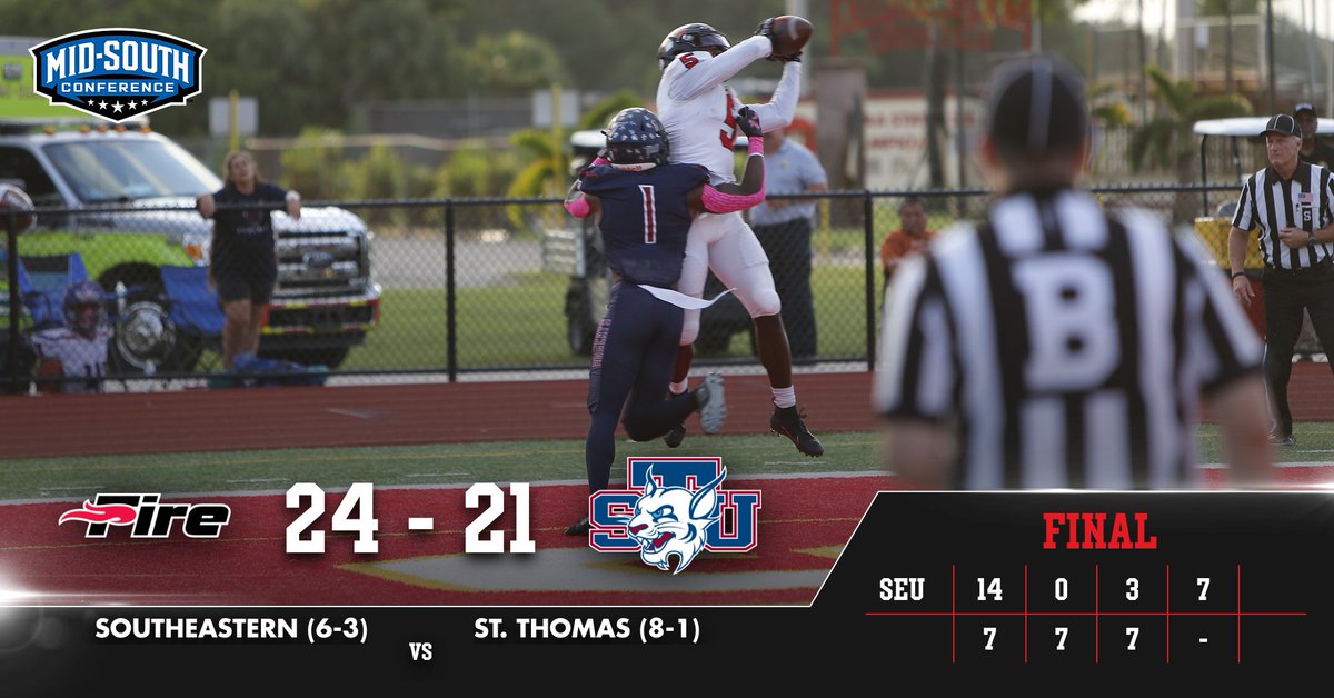 🚨 UPSET ALERT 🚨

The Fire hand the No. 23 St. Thomas their first loss of the season with a 24-21 upset!!

#FuelTheFire🔥