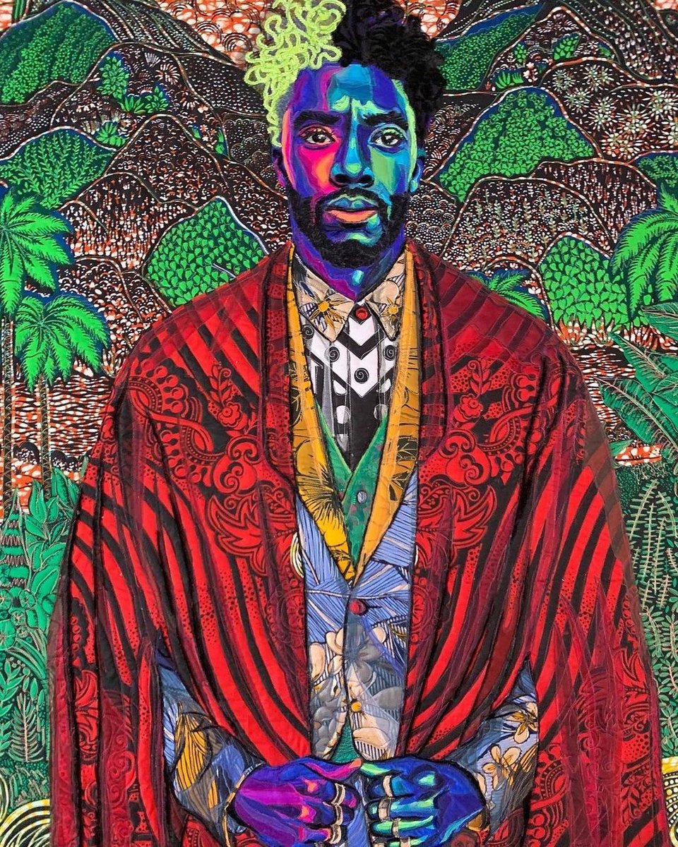 This quilt by @bisabutler is stunning! Such a beautiful tribute to our beloved Chadwick. It will be on display at @LACMA’s  #BlackAmericanPortraits alongside the #ObamaPortraits, opening November 7th. Outstanding @chadwickboseman
