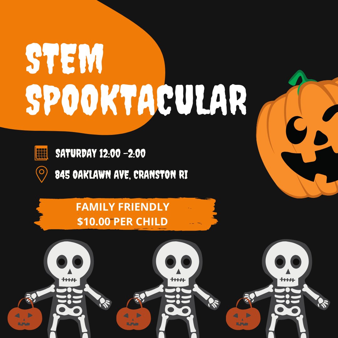 Looking for some indoor Halloween fun Saturday! Stay dry and join us for a fun family event at 845 Oaklawn Ave Cranston, RI from 12:00-2:00 #coding #3dprinting #slime #rhodeisland