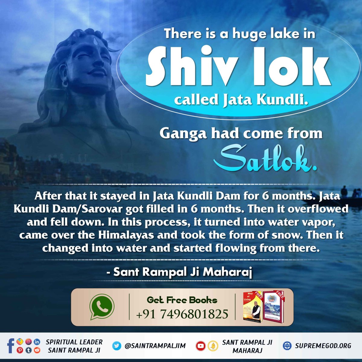 AbGhanshyam's tweet photo. #GodMorningSaturday
Ganga ji has come from the true world of #Satlok,
so the water of the Ganges does not get spoiled.
#धरतीपर_कैसे_आयी_गंगा 🍁🍁
➡️Must Watch Sadhna TV 7:30pm (IST) https://t.co/LK0Go8zuol
#AUSvENG #SLvSA
#KulcheCholeFirstLook #T20WorldCup21
