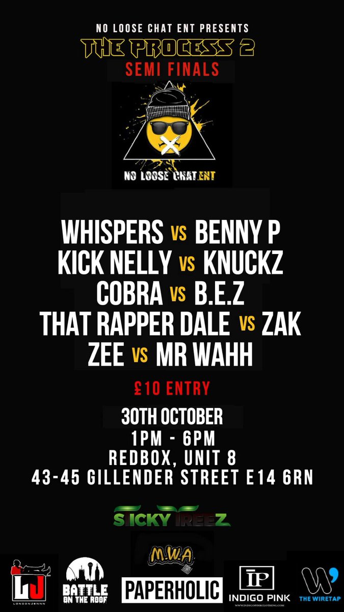 Pariz1's tweet image. T O M O R R O W

It’s the Raaaseclaarrrt SEMI-FINAL of THE PROCESS 2! 😎 

@Noloosechat #theprocess2 #battlerap #ukbr #tali #snupe #pariz #london #pullup @isaiah_whisper @YungLambrino @kickneIIy @KnuckzBailey @CobraCommander @thatrapperDale @z_ee__ @TaliMusicUK @snupeholditdown
