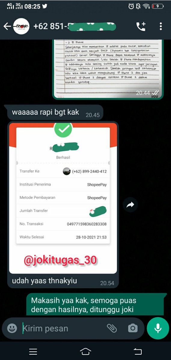 Jokitugas_30's tweet photo. Testimoni 1

Payment via shopeepay, BNI, BCA https://t.co/oeCrWqp3u3