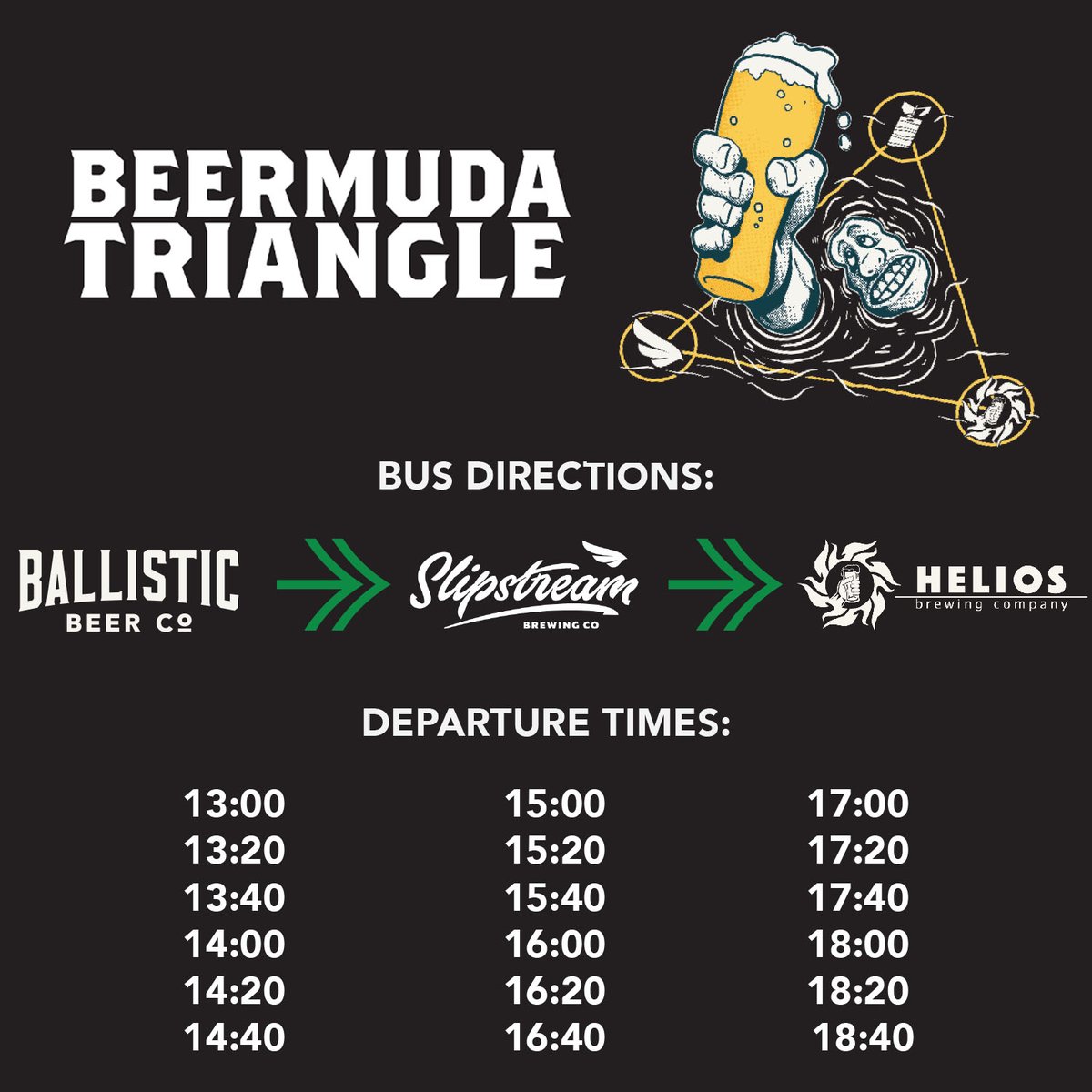 heliosbrewing's tweet photo. Today's the day! Here's the free bus timetable between breweries! #beermudatriangle #brisbane #beer #craftbeer #brewery https://t.co/zsJZ0Dc0Qs