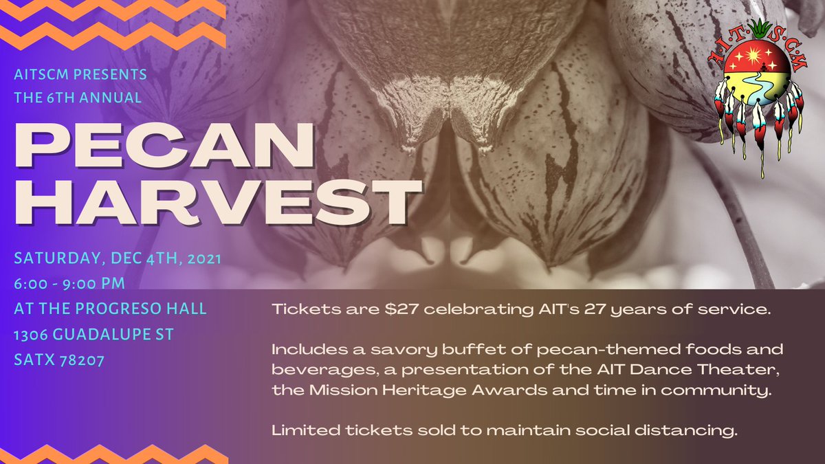 AITSCM1's tweet photo. Save the date! The 6th Annual Pecan Harvest is happening Saturday, Dec. 4 and we invite you to join us!

Click the link below to learn more and RSVP:
https://t.co/x0vNHE67Du https://t.co/DdLxVSYz6w
