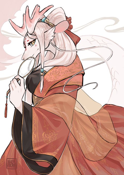 「dragon girl white hair」 illustration images(Popular)