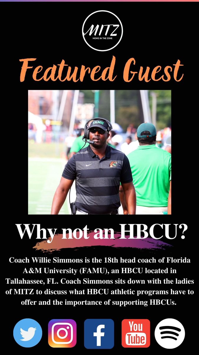 Coach <a href="/HCWillieSimmons/">Coach Willie Simmons</a>  is the 18th head coach of <a href="/FAMUAthletics/">Florida A&M Athletics</a> Football an HBCU located in Tallahassee, FL. Coach Simmons sits down w/ the ladies of MITZ to discuss what HBCU athletic programs have to offer and the importance of supporting HBCUs.
👀🎧
podcasts.apple.com/us/podcast/mom…