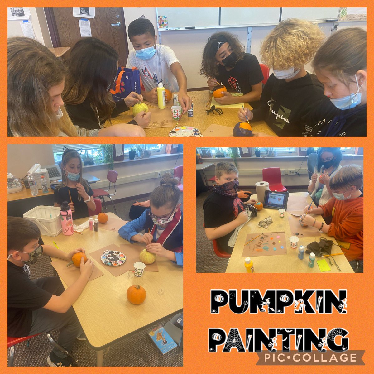 MrsAmandaDavis2's tweet photo. My 6th grade I/CE class had a wonderful week!  We won the door decorating contest and painted pumpkins! Several stayed after school to help create and clean up! I love my sweet students! 🎃👻#Weare409 @AtchisonMS409 @AtchisonPublic https://t.co/xCcG4fmOoL