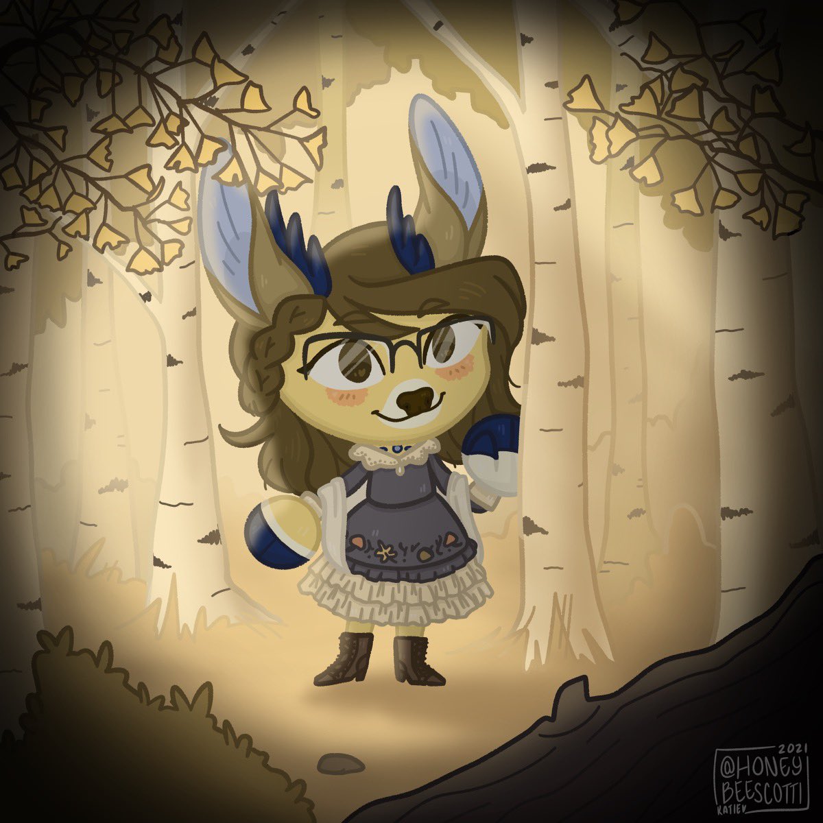 ButteredBee's tweet photo. As we approach the night of Tricks and Treats, I share this autumn commission for @LakeSpirit_Iris!

Thank you again for such a lovely prompt! 🎃🍂 https://t.co/xbOqfHCIo9