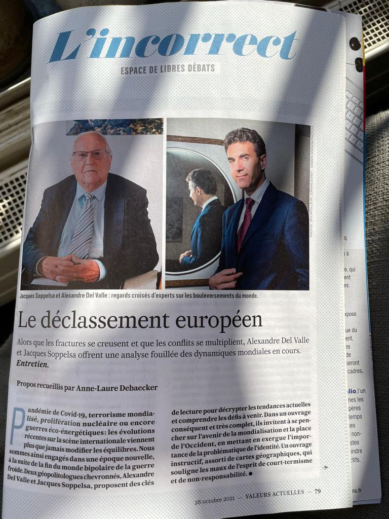 alexdelvalle3's tweet photo. 🔴 Alexandre Del Valle et Jacques #Soppelsa analysent les dynamiques mondiales en cours dans leur nouvel ouvrage « La Mondialisation Dangereuse ». 
➡️ Voir leur ITW dans les pages de l’Incorrect du denier numéro de @Valeurs disponible en kiosque. https://t.co/1qgqytcgVf