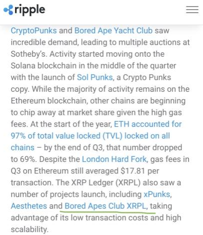 BaysedLabs's tweet image. 👀 What is this apes?? 🐒
Seems like we made it on an official @Ripple Q3 report! 

Go bananas ape community! 🍌 
We LOVE you! Thank you so much for all your support and enthusiasm, this is truly the strongest and most aped out community! 

ripple.com/insights/q3-20…
