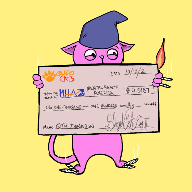 BlazedCats's tweet photo. Your daily reminder that we have donated over $300k to 
@MentalHealthAm
 
 #BlazedChecks #EndlessUtility #AutomatedDonations https://t.co/Wwf4y6eICC