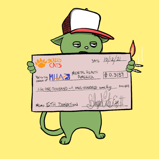 BlazedCats's tweet photo. Your daily reminder that we have donated over $300k to 
@MentalHealthAm
 
 #BlazedChecks #EndlessUtility #AutomatedDonations https://t.co/hJYi34aNdI