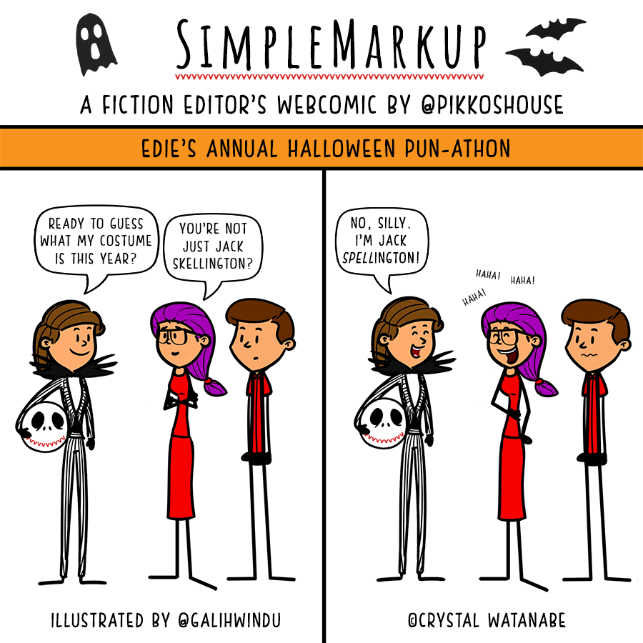 pikkoshouse's tweet photo. In this week's #SimpleMarkup, Edie's shown up for the annual Halloween party. Can you guess her editorial costume? #editorslife
Blog post: https://t.co/hFFQclnmDS 
Patreon: https://t.co/Hm48s9WTc4
Archive: https://t.co/2FFce2HlDh
Store:... https://t.co/LRnM6rf725
