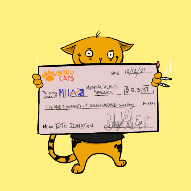 BlazedCats's tweet photo. Your daily reminder that we have donated over $300k to 
@MentalHealthAm
 
 #BlazedChecks #EndlessUtility #AutomatedDonations https://t.co/xDMgmr9MRD