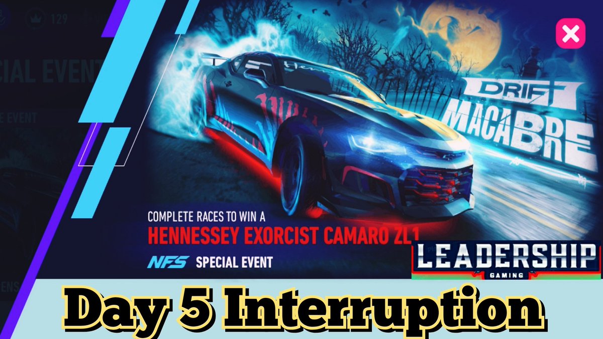 LeadershipGami1's tweet photo. #HennesseyExorcistCamaroDay5
#Day5Interruption  
#LeadershipGaming
#nfsnl #needforspeednolimits #cars #carracing #ea #electronicarts #nolimits #gaming #mobilegame #firemonkeys #halloween #fangoria #hennesseyexorcist #hennessey #lamborghini #hondacrxsir #honda #uirefresh https://t.co/SsC48eJQTJ
