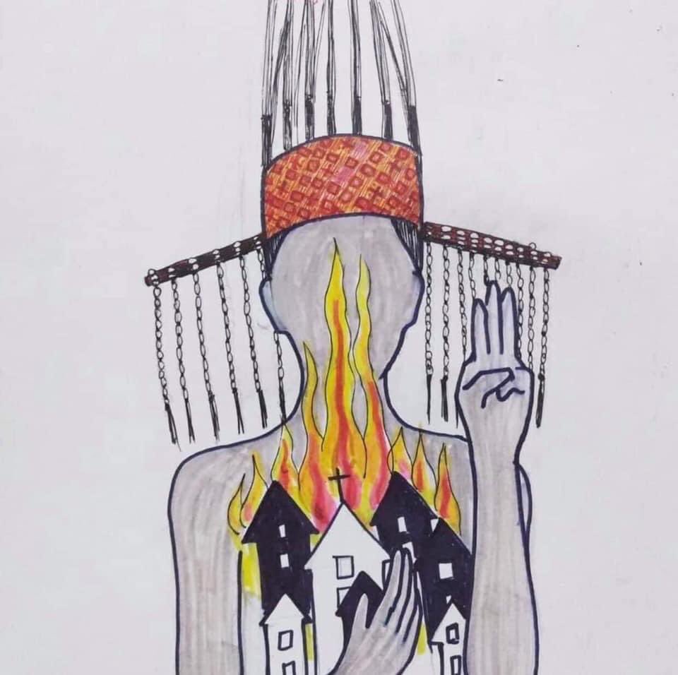 Thantlang, a land of face tattoo where traditions, beauty,peace n cutural heritage has been existed within now turned into ruined city after the whole town has been destroyed by missles. Refugees has no home left to return. 

#WarCrimesOfJunta
#Oct30Coup
#WhatsHappeningInMyanmar