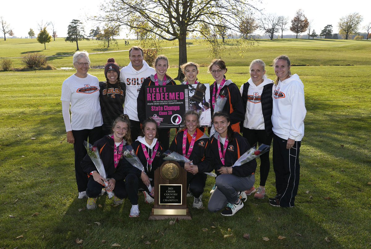 MoserEmily2's tweet photo. They didn’t just set high goals &amp; wish them true, they showed up &amp; put in the hard work each day.Without ALL of their teammates this dream would not be today’s reality! Way to check that final box to one unforgettable season. Solon Girls = 3A STATE XC CHAMPIONS. Solon Boys = 5th! https://t.co/HnUVenTje7