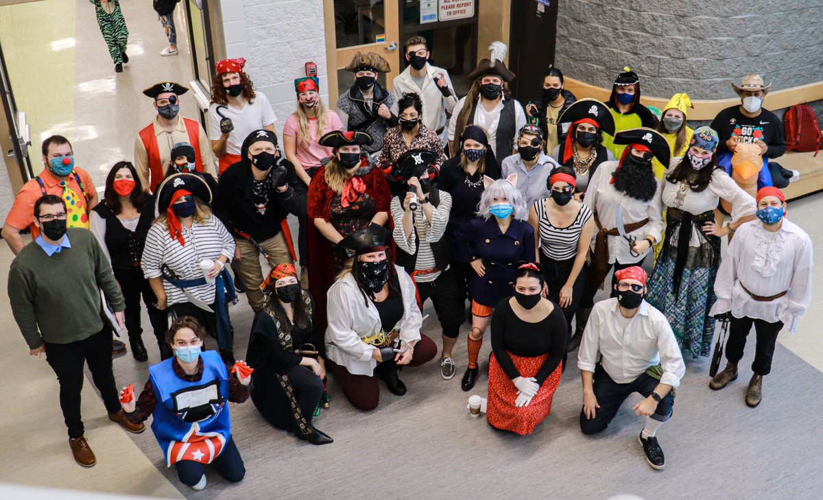 ArtsLss's tweet photo. Great seeing so many @LangleySS students and staff in costume today. 👻🎃🕷We’re getting primed for our Musical Theatre’s production of #PiratesofPenzance in the new year! ☠️ #LSSThunderbirds #TogetherandStrong https://t.co/5wwBkKRql6
