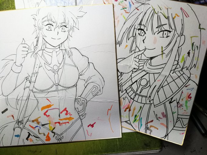 没にした色紙はコピックの試し描き様に使われます。コピックは塗って初めて色味が分かるので試し描き大事。 