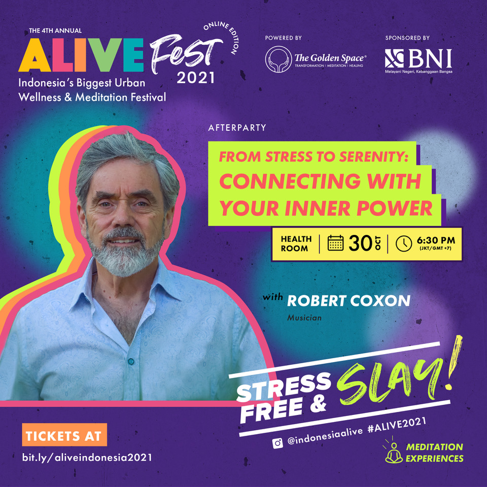 Join me LIVE TOMORROW MORNING October 30th at 7:30am NY time (6:30-7:00pm Jakarta time) for LIVE music
thegoldenspaceindonesia.com/alivefest2021