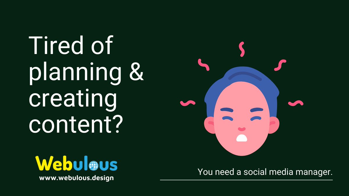 WebulousDesign's tweet image. 1/2
Are your creative juices 🍹 running low 🥀? Maybe you&apos;re too busy 🤕 to create your own content. Take out the drudgery from content creation 📝 and give the burden to us. 

Book a free 15-minute consultation now. 
👇👇👇
calendly.com/arnold_marlowe…
...