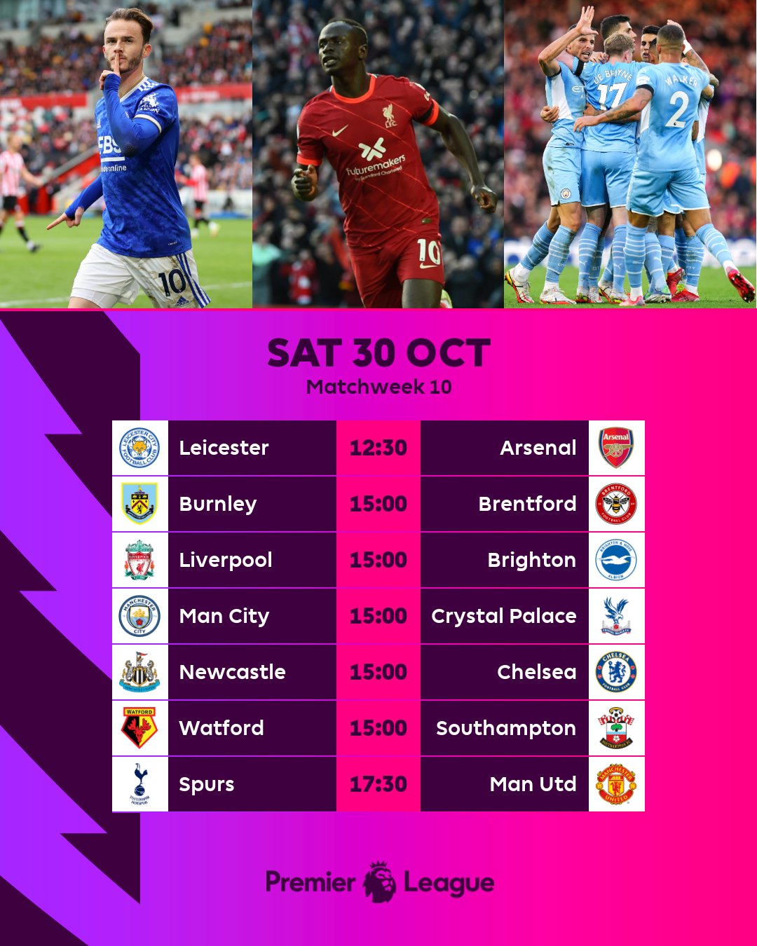 Premier League on Twitter "Your Saturday, sorted 👊 https//t.co/Y1ogeW5nkb" / Twitter