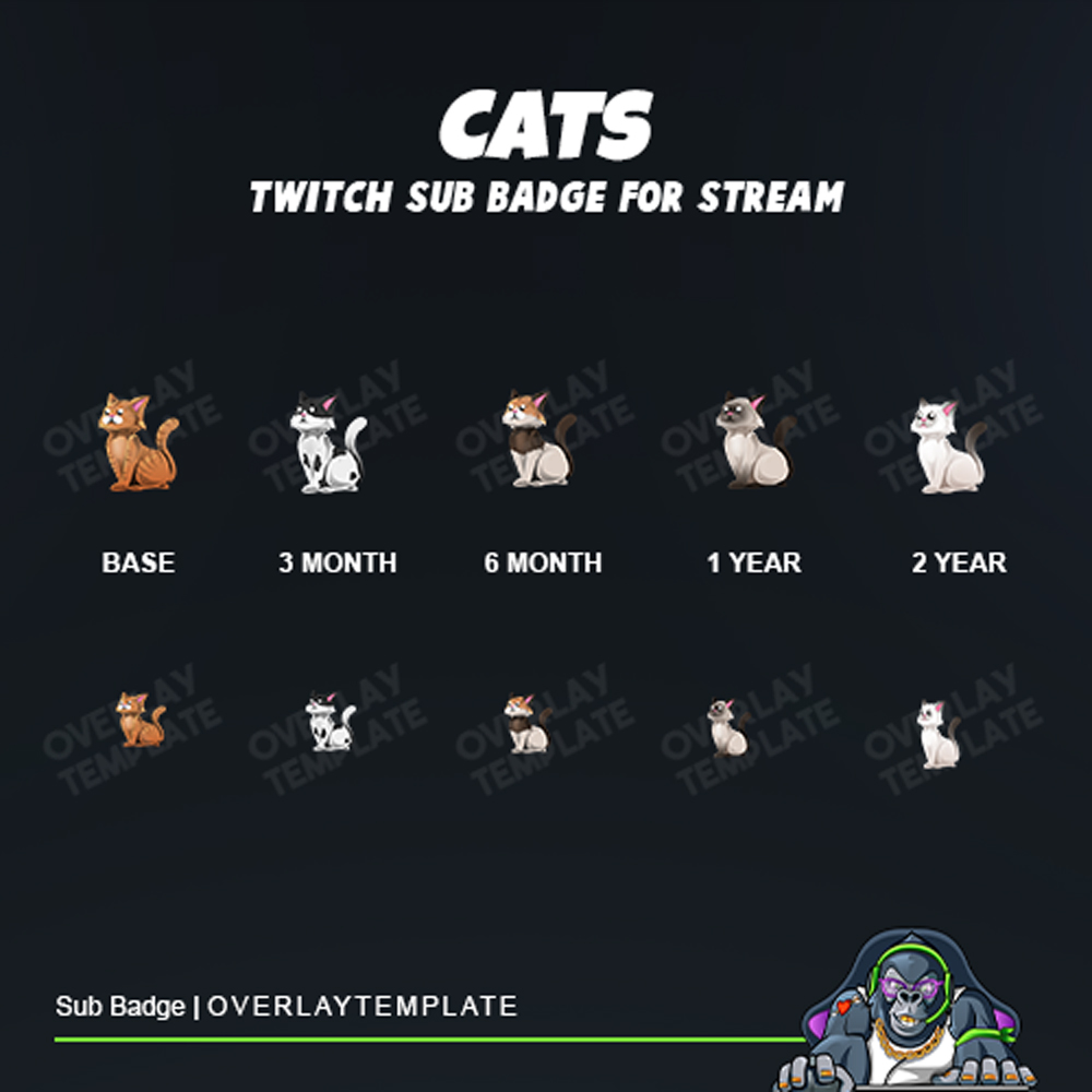 Yuhuuu this is our new pack badges 😍🙌
Adorable Kitty
The bundle of cat badges comes with various feather patterns.

tag your friends who is cat lovers and cheerful streamers.🥰😍
Click here :
overlaytemplate.com/product/cats-s…

#twitch #TwitchStreaming  #twitchsubbadges #logo #mascotlogo