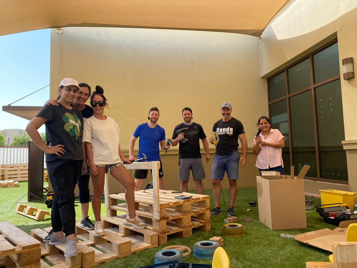 RPSDubai's tweet photo. Demonstrating the dedication of the RPS team, some of our colleagues are giving up their time on the weekend to build a Junkyard Playground for #RPSNursery. Please show them your appreciation by hitting that💙button! #RPSLife #RPSCooperation #RPSCommitment https://t.co/22P4cSTwco