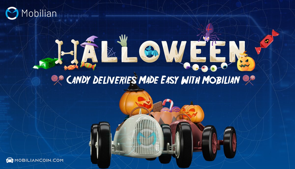 MobilianCoin's tweet photo. This Halloween, you can supply candies to your friend's and relative's homes without driving! Mobilian Blockchain provides a robust blockchain to secure driverless vehicles with modern AI tech. Mobilian wishes you a Halloween filled with special treats and lots of exciting tricks https://t.co/CNxhKeboXU