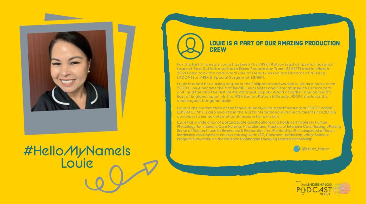 Finally, introducing Louie <a href="/Louie_Horne/">Louie Horne B.E.M. 💙</a> Her list of qualifications is never ending and she utilises them all in so many ways! She always emphases the importance of diversity within teams and has such an inspiring positive and motivated outlook! #LogPodCrew #EverydayLeadership