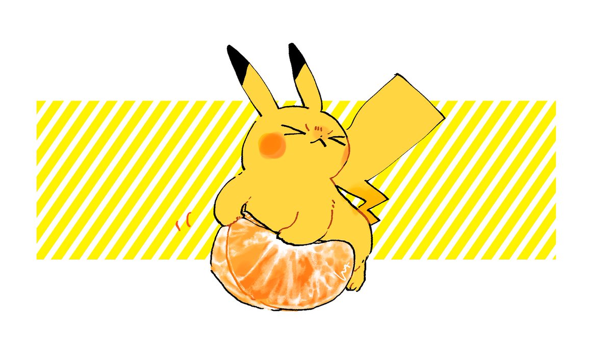 pikachu no humans pokemon (creature) solo food closed eyes > < closed mouth  illustration images