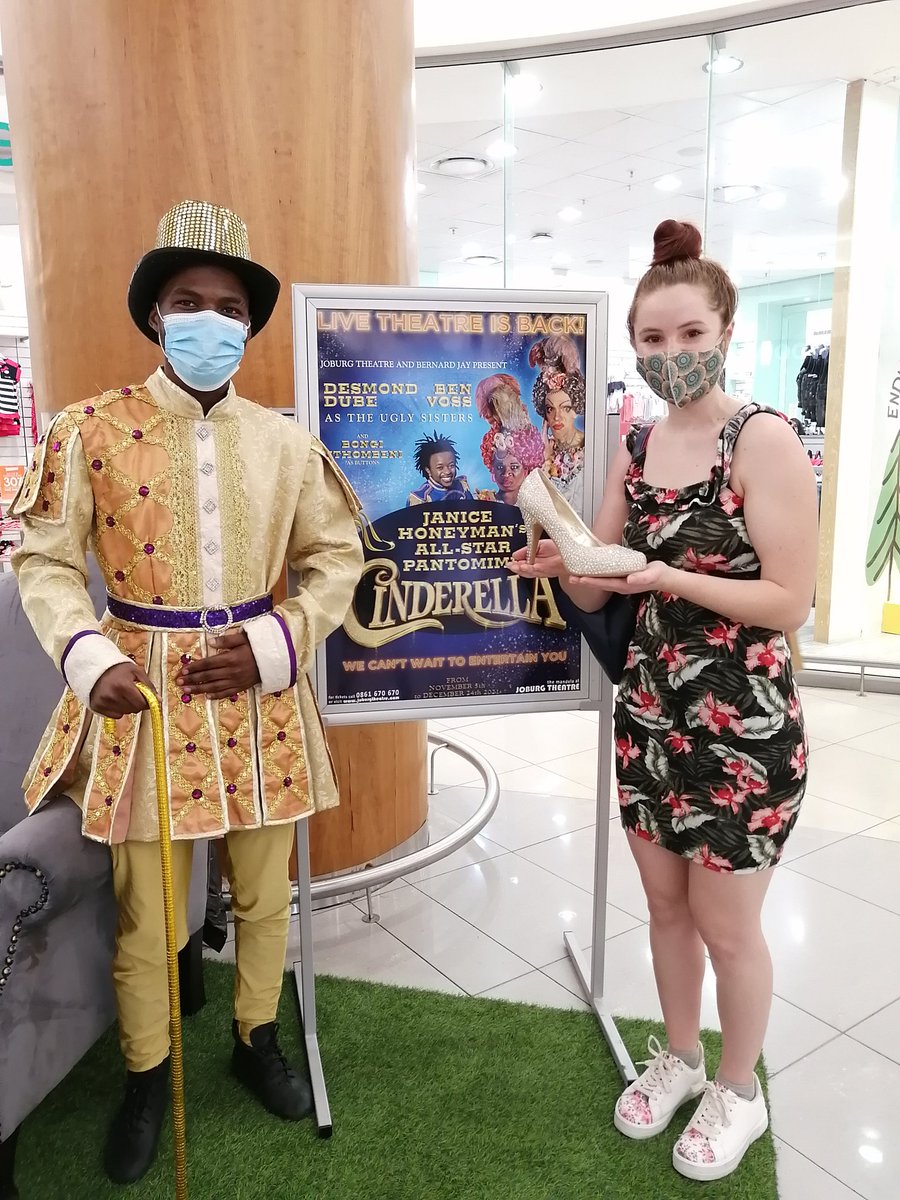 joburgtheatre's tweet photo. Prince charming is at @BedfordCentre looking for his Cinderella, come and try on the slippers before the clock strikes midnight!
#CinderelaSA #PantoSA https://t.co/0iE5TlbTrb