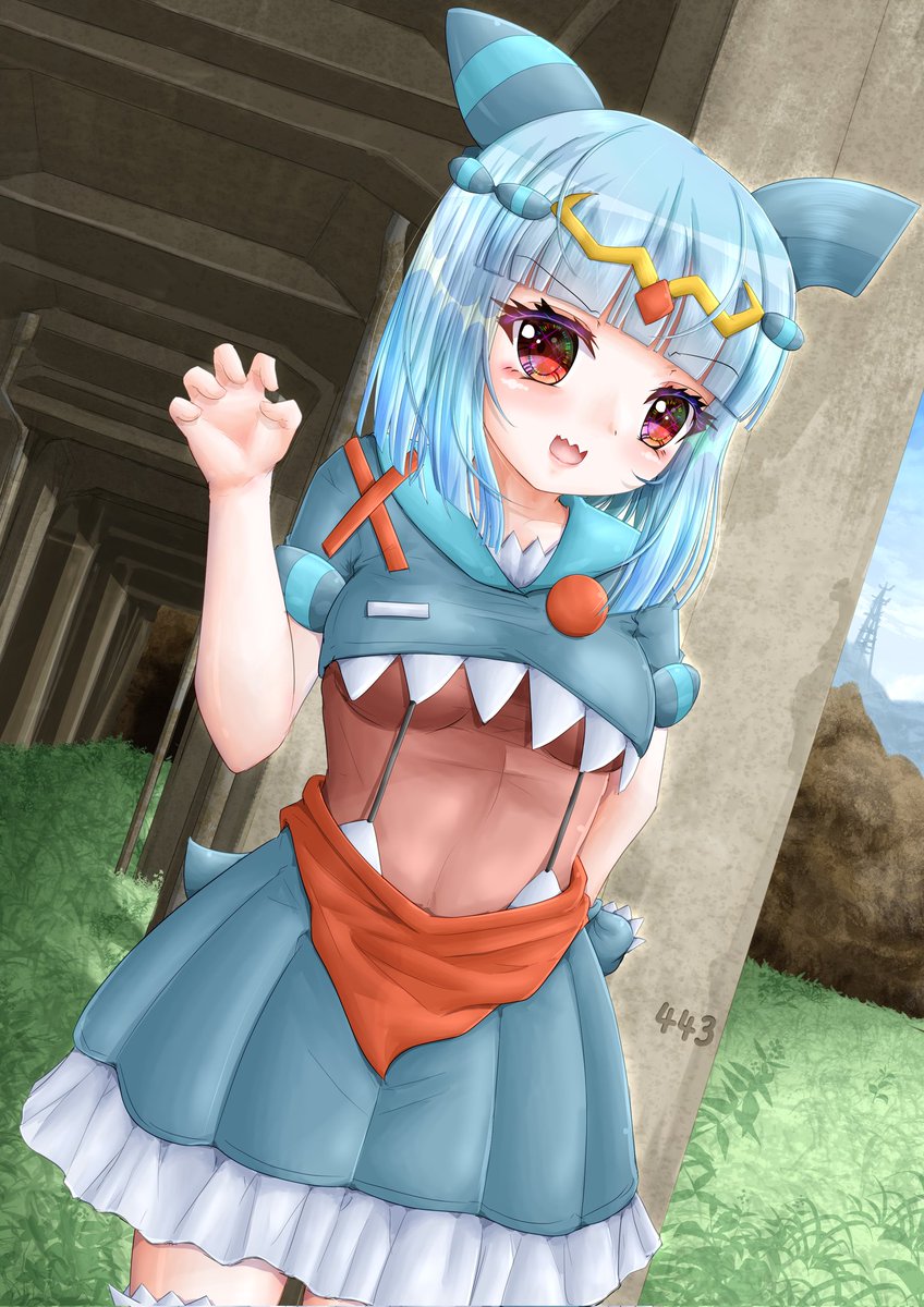 ポケモン ポケ擬マラソン 416 806 擬人化 フカマル 噛み付くぞー W 冷水ゆき ポケ擬マラソン504 806のイラスト