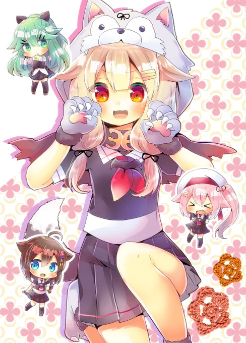 ハロウィンっぽーい!🎃 #艦これ #夕立 #山風 #春雨 #時雨 