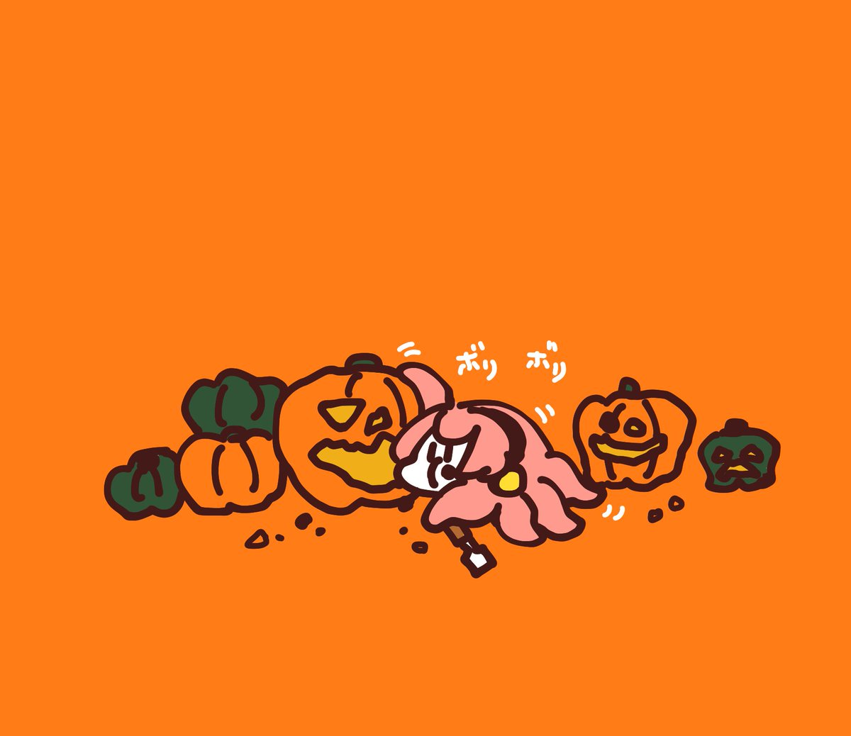 orange background no humans simple background solid oval eyes halloween pumpkin chibi  illustration images