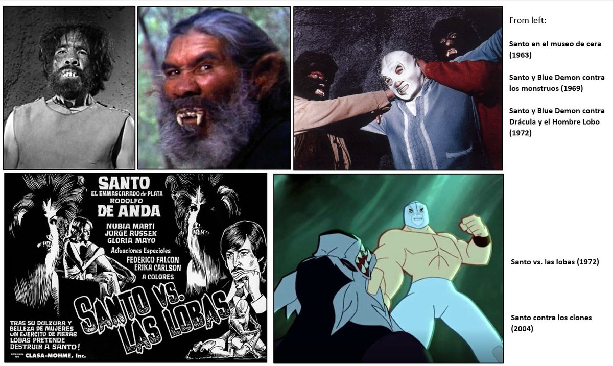 Finishing our pre-#Halloween review of #ElSanto vs classic movie monsters: he fought a fair number of werewolves, but only once ("Santo vs. las lobas") did they represent the Masked Man's Main Monster Menace. #SantoSaturday