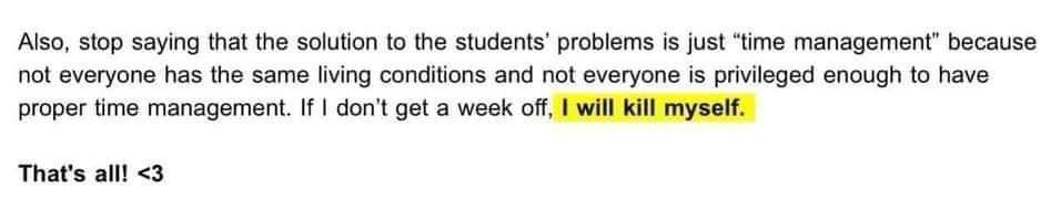 mybaehoon's tweet photo. TW // suicide

-- sorry moots for using this acc for my irl things.

I just want to let people see how inconsiderate and non-student friendly our university is. One death is too many. Listen now and don't let this happen again. Be compassionate enough.

#AcademicBreakNOWSLU https://t.co/rR7zMOK6lt