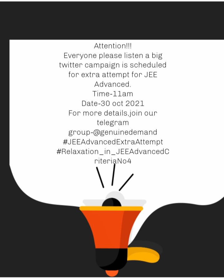 J3rdattempt's tweet photo. We are inviting everyone for a twitter campaign 
#Relaxation_in_JEEAdvancedCriteriaNo4 
#JEEAdvancedExtraAttempt 
@AIJNSA_official @DrAsh_Mahendra @NidhiTanejaa @J3rdattempt @Students_Op @mohittyagi @CNNnews18 @anubha1812 @ShikshaDotCom https://t.co/miergKsaa2