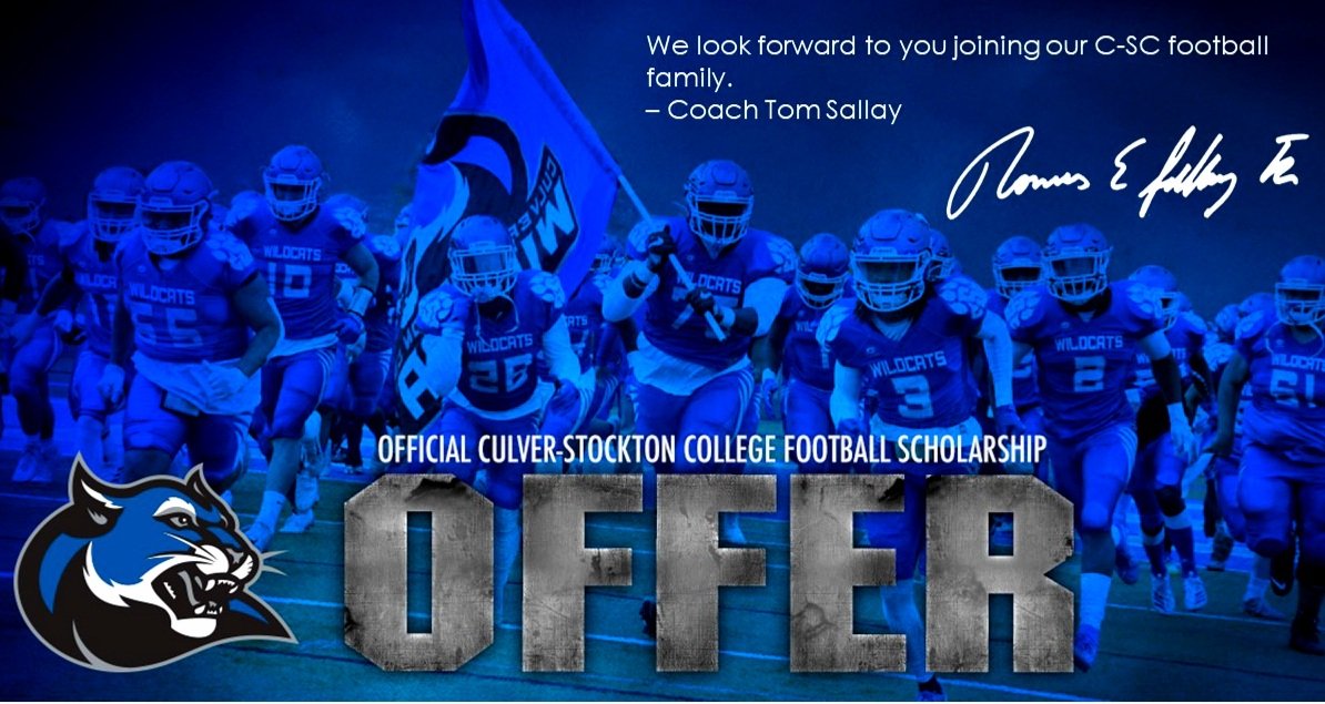 I'm Blessed &amp; Excited to earn my 1st Scholarship Offer from Culver Stockton 
A Huge Thank you @AdamSiwicki <a href="/CoachCutshaw/">Roy Cutshaw Jr</a> <a href="/CSCwildcatsFB/">Culver Football</a>  I want to Thank my Maize South Coaches as well <a href="/coachcallyour/">Alan Collier</a> <a href="/CoachBurke93/">Justin Burke</a> <a href="/Coach5fur/">Brent Pfeifer</a> <a href="/shaneharden77/">Shane Harden</a>