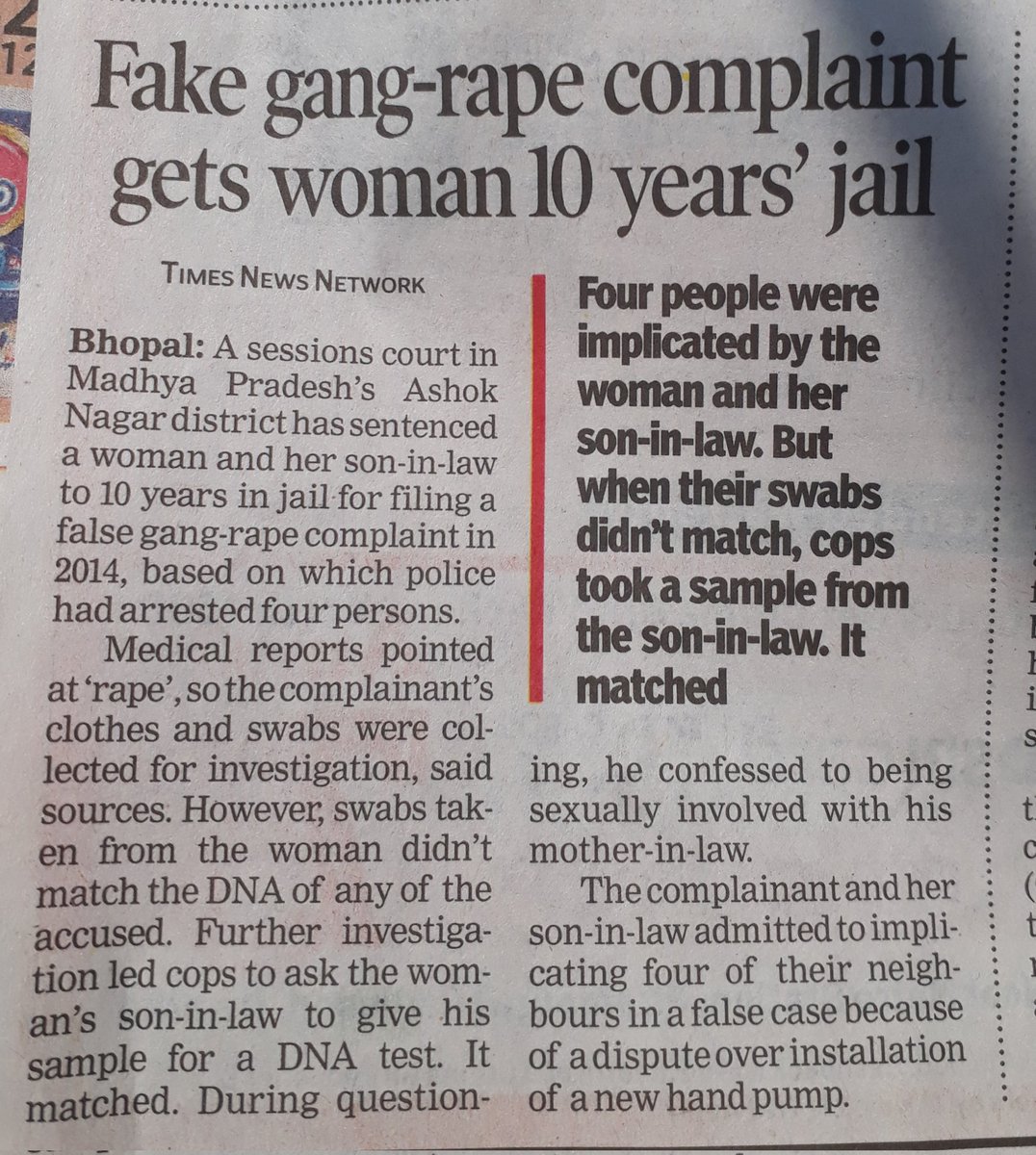 Have winds of change on #EqualLaws finally started blowing in India?

First prominent news of a woman convicted for #FakeRape in India in a mainstream media that I have seen. 

👏🏾👏🏾👏🏾