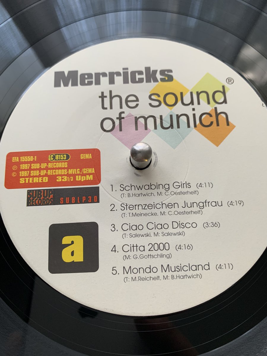 xiduojien's tweet image. The Sound of Munich / Merricks
97年LP 独盤
かわいいエレポップ、ディスコファンクというか。盤のゲイン結構高め。まぁとにかく最高です。これもCDであったけどどこにいったのやら(´･ω･`)。
#nowplaying #Merricks