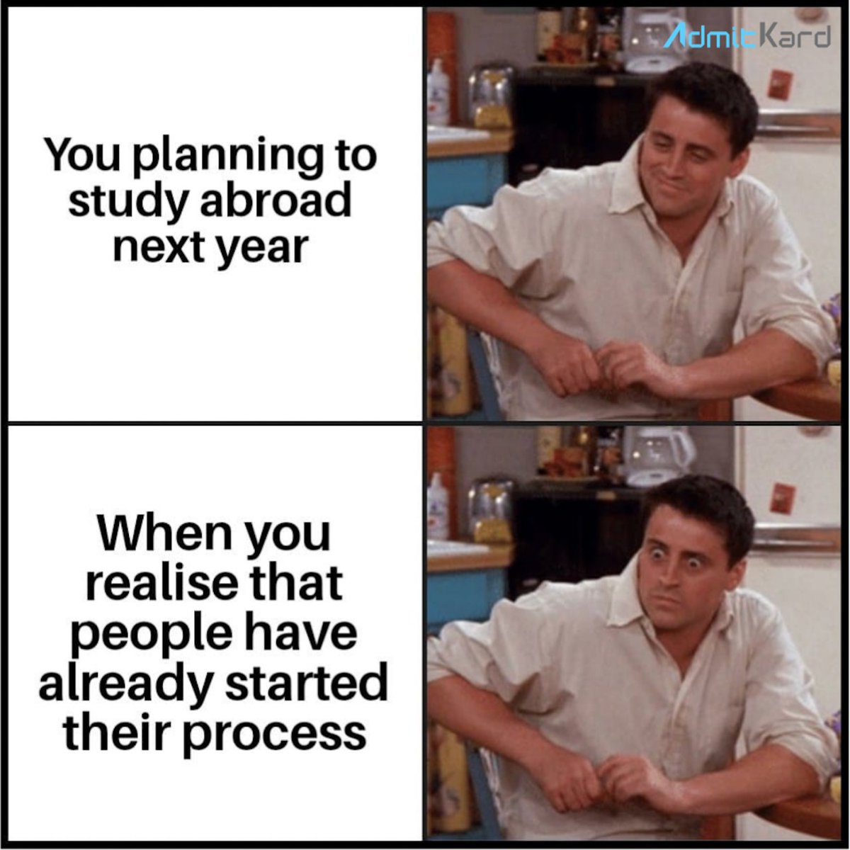 admitkard's tweet photo. Most of the study abroad aspirants are facing this issue but don't worry ADMITKARD is here to help you.

If you relate this, then comment and let us know what all questions you have in your mind related to studying abroad.
#studyabroad #studentmemes #funnymemes #scholarship #meme https://t.co/ia9Xo5ZP5d