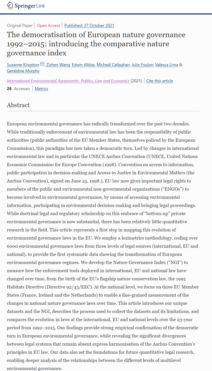 zizhenwang1992's tweet photo. Our paper is finally out at International Environmental Agreement. We coded 6000+ environmental laws via the leximetrics methodology and present visually the evolving strength of traditional and private environmental governance from 1992-2015. @EUnaturelawsUCD @UCDLawSchool https://t.co/5iBLq8fEMY