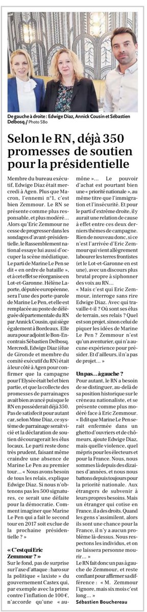 diaz_edwige's tweet photo. - Nomination d’@AnnickCousin_RN et de @DelbosqS,
- Implantation locale du @RNational_off,
- Propositions de @MLP_officiel (pouvoir d’achat, lutte contre l’immigration, instauration de la priorité nationale…)
📰 Le #RN47 est en ordre de bataille derrière #Marine2022 ! https://t.co/LfIgsHOSs7