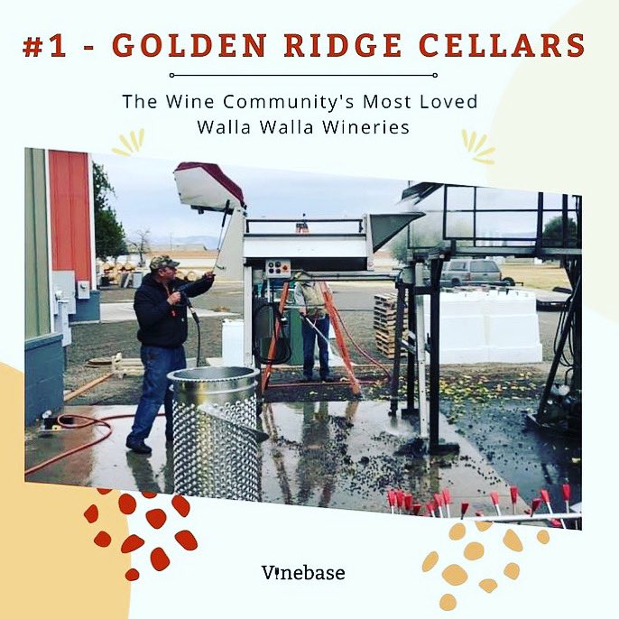 GoldenRidgeWW's tweet photo. Number 1 Vinebase votes for independent wineries in Walla Walla! @VinebaseInc @WWValleyWine @WAwines Cheers! Thanks to all who voted! https://t.co/zLlIES9ID9
