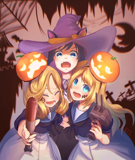英国式ハロウィンの乱入を許す朝潮ちゃんの絵です。
#朝潮
#ジャーヴィス
#ジェーナス
#艦これ 